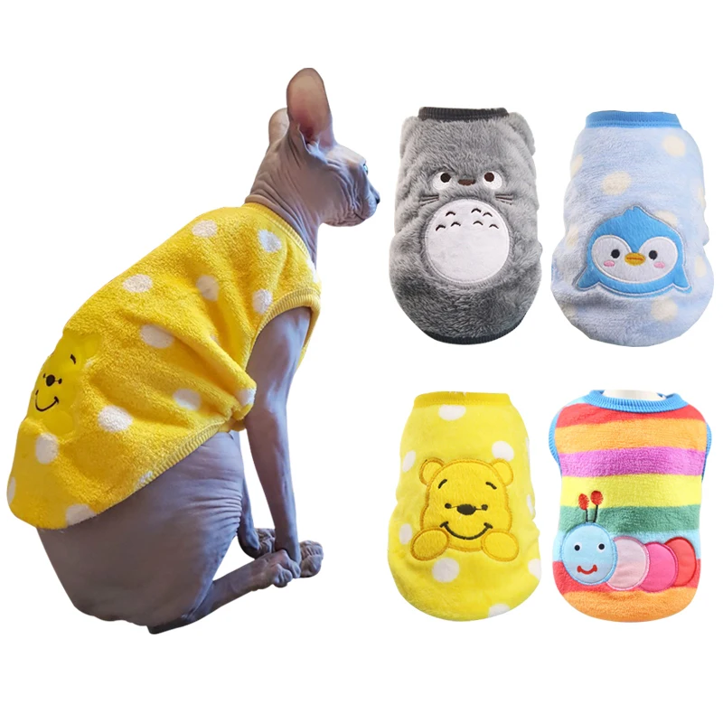 

Fleece Warm Pet Cat Clothes for Cats Sphynx Soft Kitten Kitty Coat Jackets Cute Cartoon Puppy Kedi Cat Costumes Pets Clothing