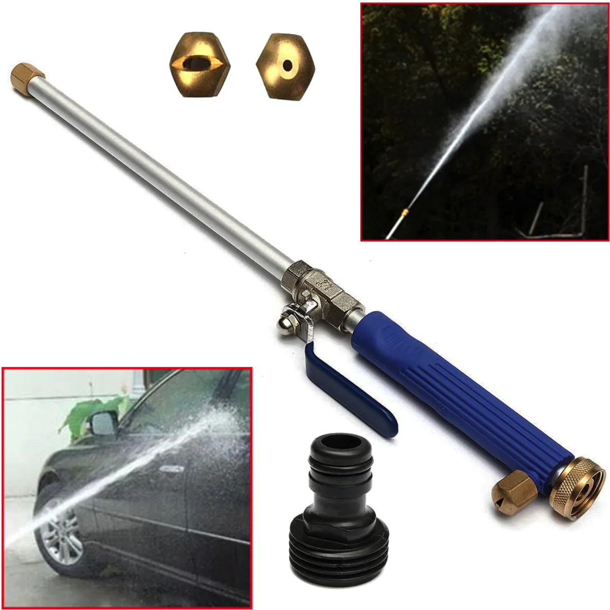 

18" Aluminium High Pressure Power Car Washer Spray Nozzle Water Gun Hose Wand Attachment w/Tips