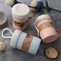 300ml healthy material wheat straw sealed soup cup with lid water breakfast portable travel milk mug microwave dinnerware food