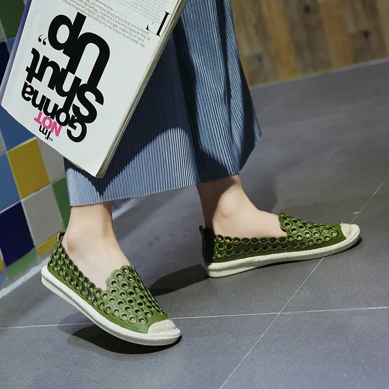 Женская обувь коллекция 2019 года туфли на плоской подошве Новинка летняя дышащая