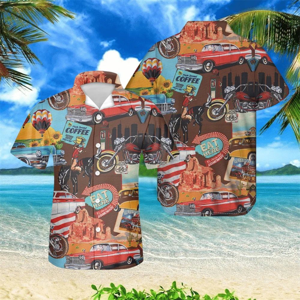 

Vintage Hawaiian Printed 2022 Fashion Hawaiian Men Shirt Casual Turn Down Collar Short Sleeve Streetwear Beach Blouse Summer Top