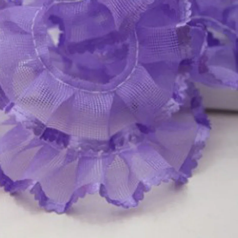 1 м последняя плиссированная кружевная ткань лента 2 см сине-фиолетовая отделка