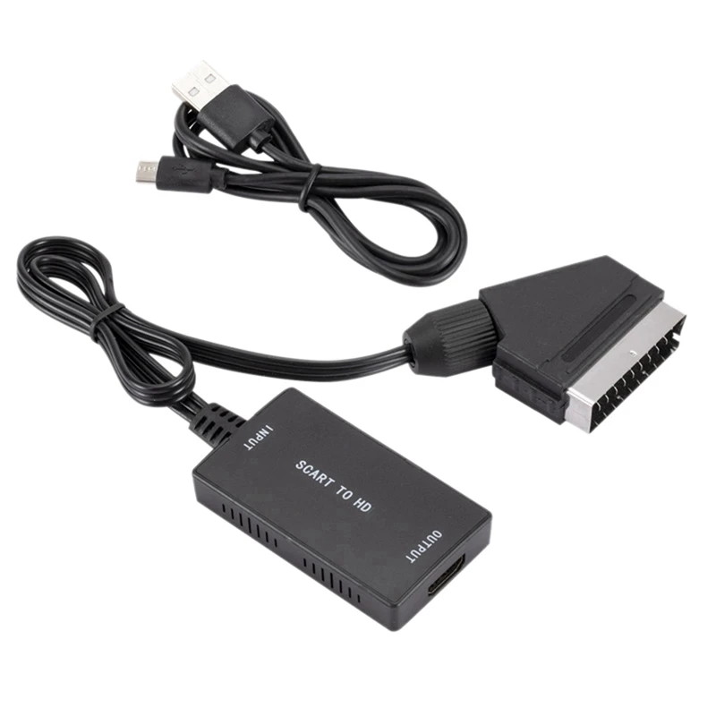 

Преобразователь SCART в HDMI с HDMI кабелем, HD адаптер 720P 1080P, Видео Аудио преобразователь, адаптер для ТВ монитора, проектора