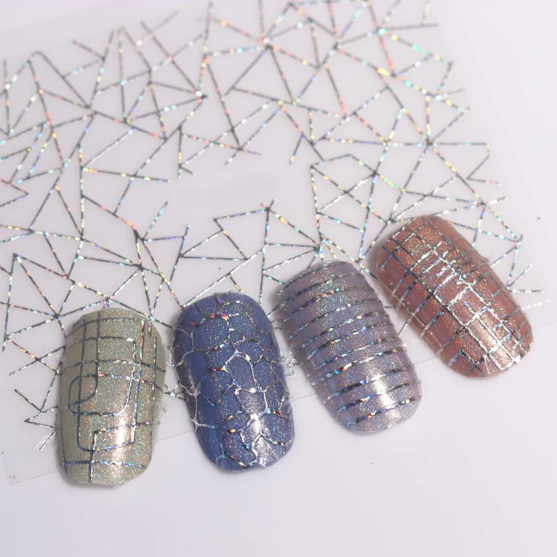 1 шт. лазерная 3D наклейка для ногтей изогнутые полоски клейкая лента наклейки