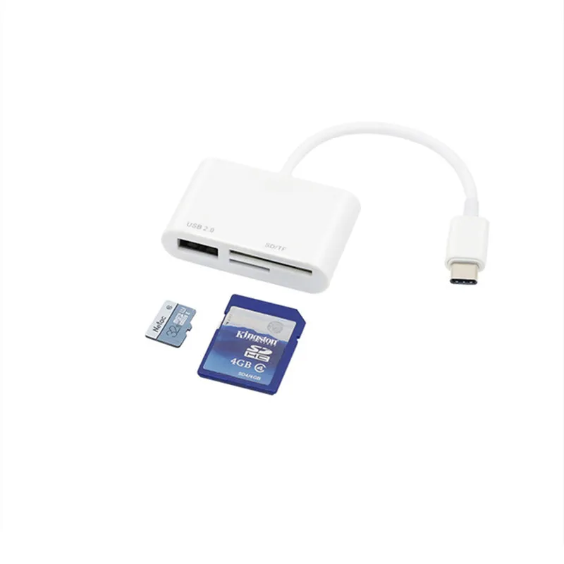 

3 в 1 USB кардридер адаптер Тип C кабель SD / Micro SD TF камера подключение смарт-карта памяти для Macbook Pro Type-C порт