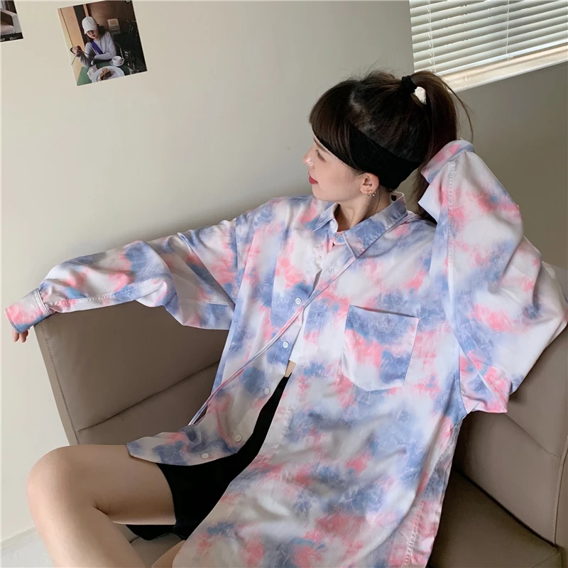 

Autumn Bf Loose Women Clothing Fashion Brand Ladies Tops Hipster Turn-down Collar Shirts Oversize Ins Ulzzang Blouses New