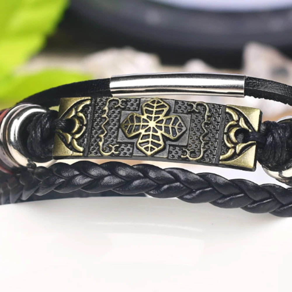 

Retro Trend Cross Style Innovative Design Stainless Steel Fashion Men's and Women's Leather Bracelet Classic Gift Spot Wholesale