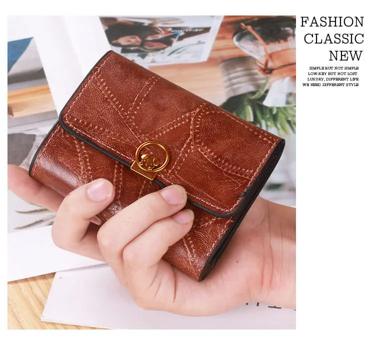 Новый кожаный Простой Женский кошелек женский короткий Стильный маленький