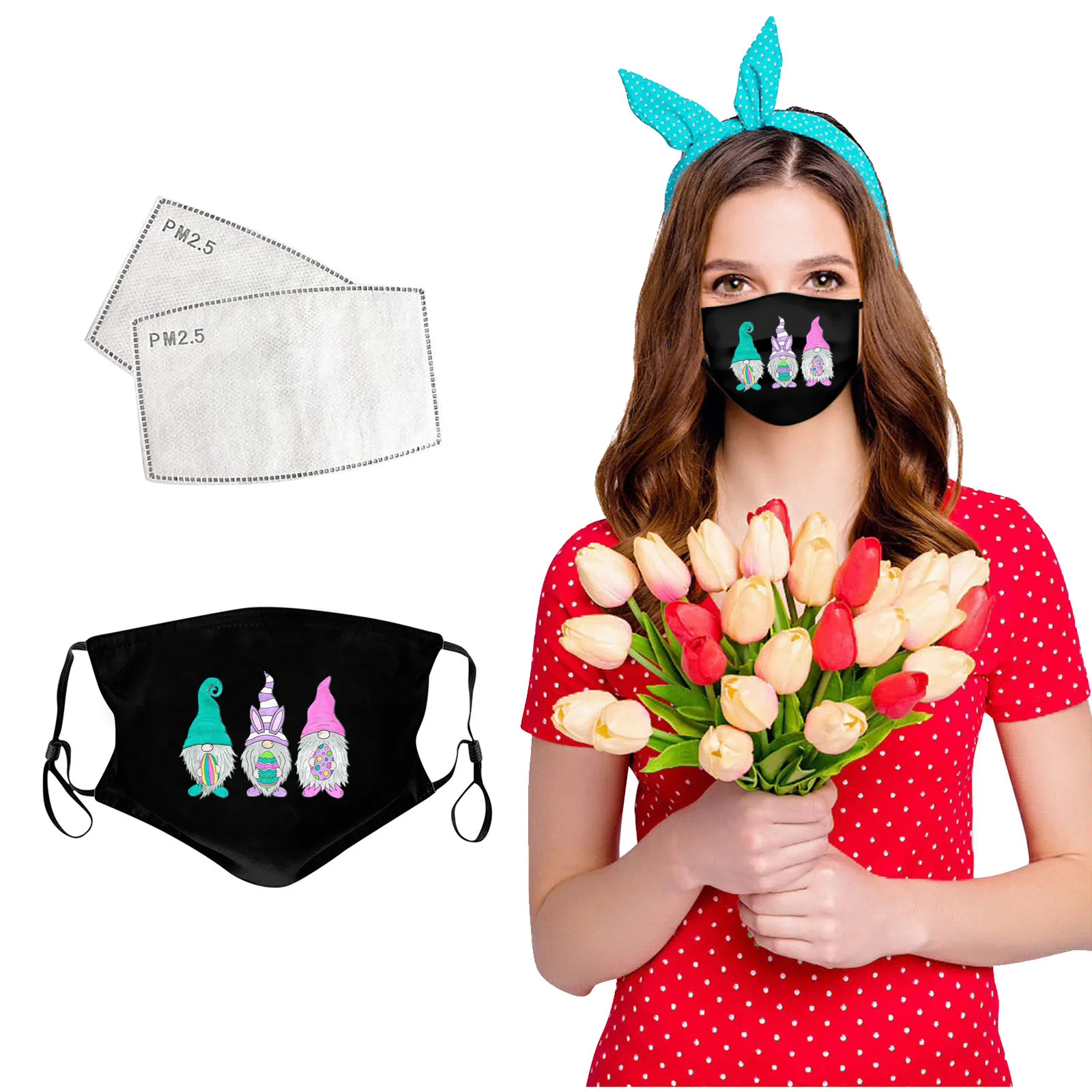 Хлопковая маска для губ многоразовая черная костюм на Хэллоуин унисекс