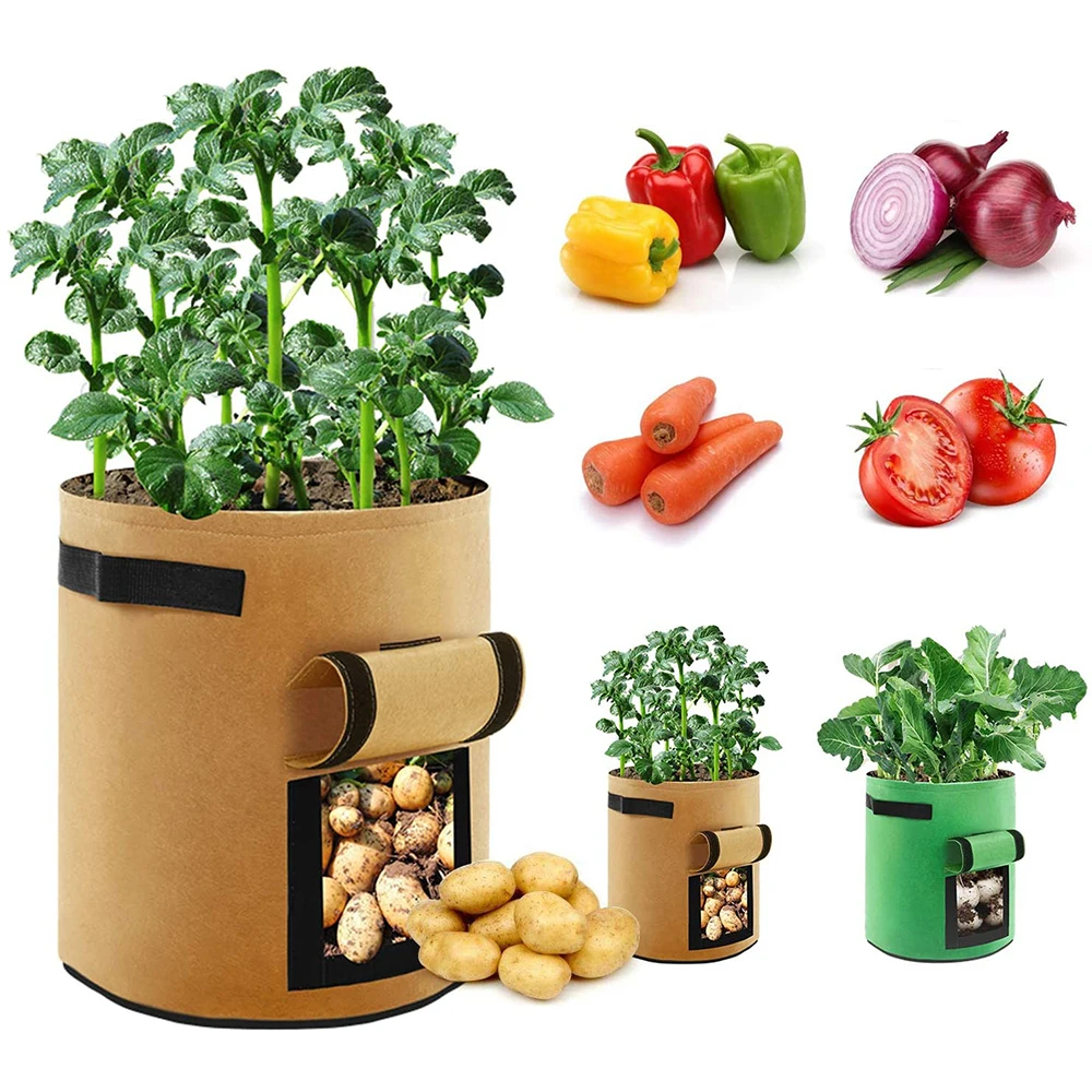 

4/7/10 Gallon Plant Grow Bags Home Greenhouse Potato Vegetable Strawberry Planting Fabric Pot with Handle For Gardening Tools
