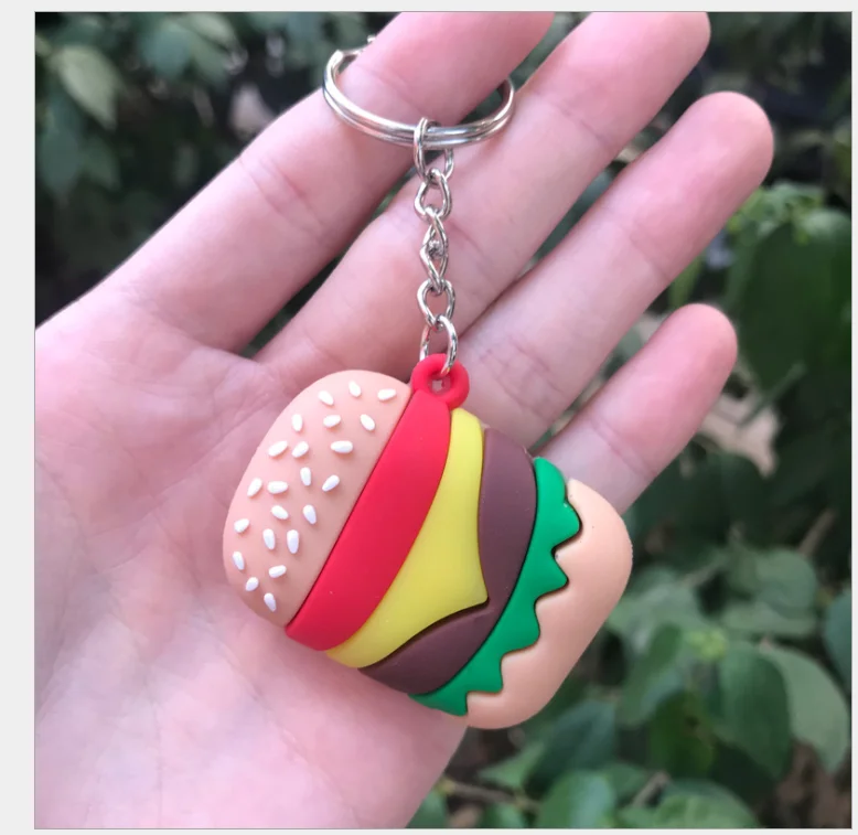 

1pc Creative Hamburger Keychain Cute Keyrings PVC Toys Gifts Accessories Lovely Pendents