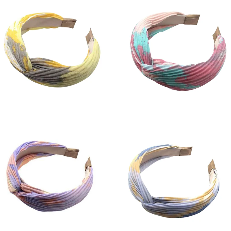 Женская цветная плиссированная лента для волос
