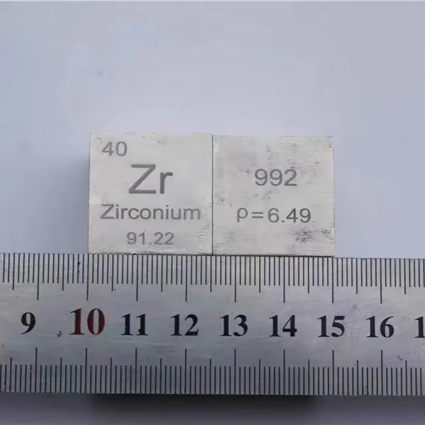 

Zirconium metal in the periodic table- Cube Side length is one inch (25.4mm) and weight is about 105.15g 99.5%