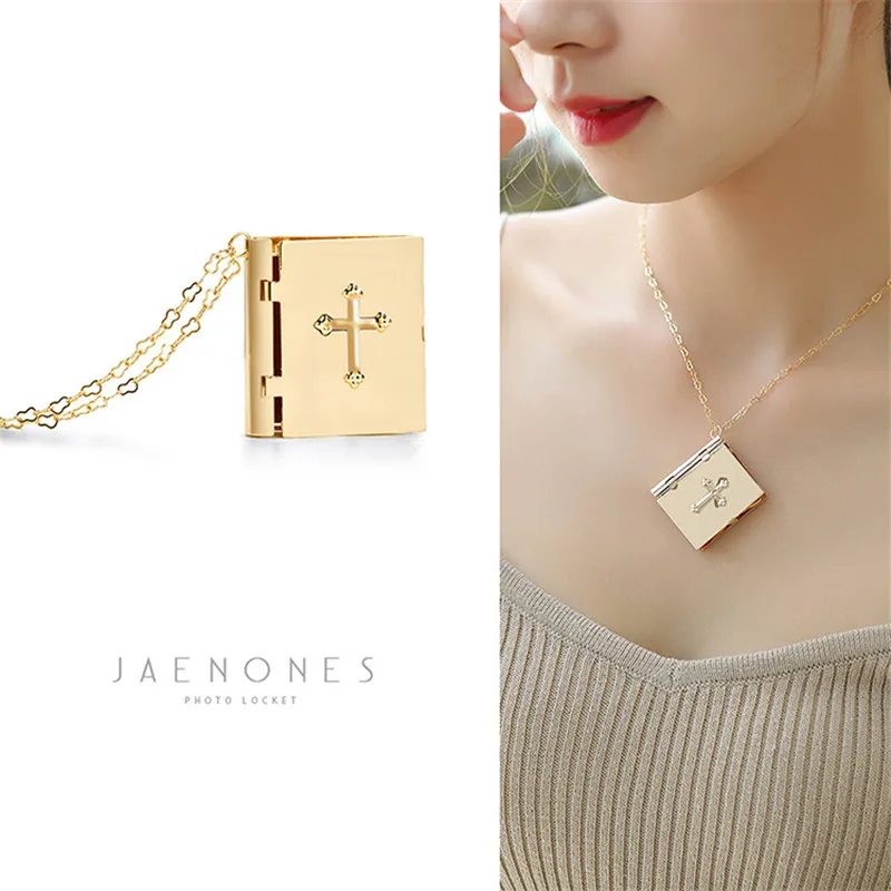 

Locket Holy Bible Necklace Christian Miniature Readable Bible 3D Book Necklace Catholic Jewelry Religious Necklace Bible WQ26