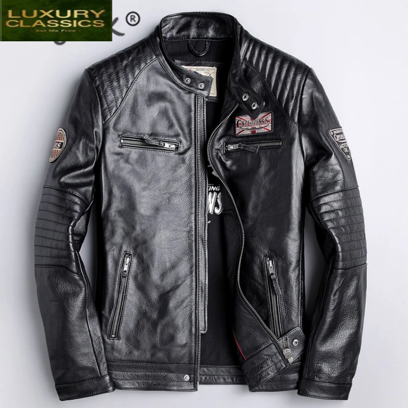 

Genuine Leather Jacket Autumn Men Clothes 2021 Streetwear 100% Sheepskin Coat Male Fashion Motorcycle Fit Jaqueta LW1092