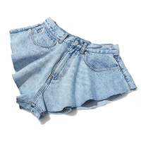 sexy ruffled denim mini shorts summer women cottagecore new fashion mid waist loose shorts 2021 spring y2k indie vintage outwear