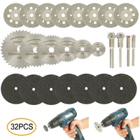 32 pcs diamond cutting wheels hss circular saw blade rotary woodworking tool for dremel mini drill rotary tool accessories