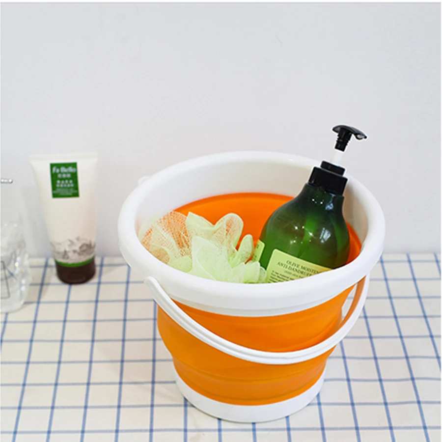 1.5-10L Portable Folding Bucket Outdoor Thick PP Silicone Fishing Supplies Folding Bucket for Fishing Promotion camping Car Wash