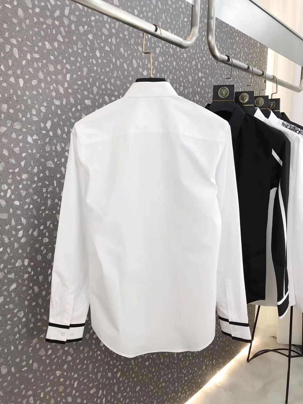 DUYOU Мужская рубашка хлопок мужская классическая строченная с лентой