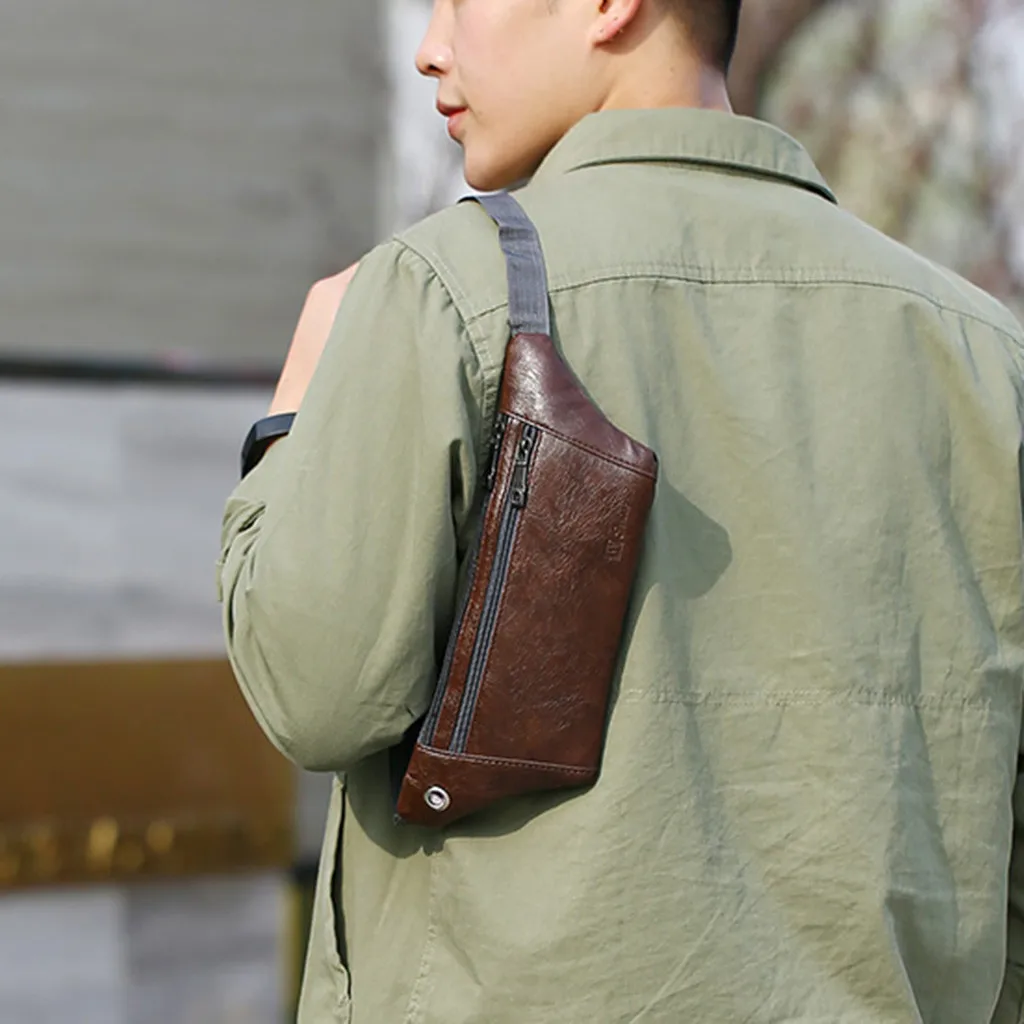 

Famous Brand Bag Men Waist Packs Chest Bag Messenger Bag Single Should Phone Zipper Leather Bags