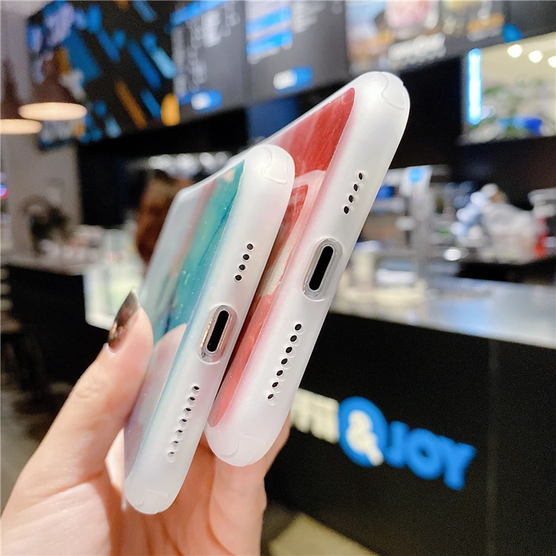 

Bling Glitter Phone Case For Iphone 11 Pro 6 S 7 8 Plus X XR XS Max SE2 2020 Watercolor Painting Transparent Soft Silicone Cover