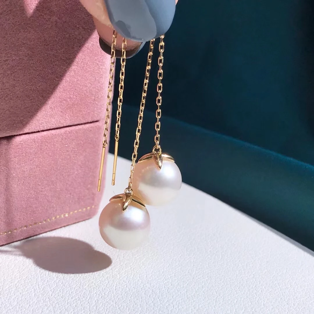 

Genuine AU 750 18K Gold Earrings Mountings Findings Jewelry Settings Accessories Parts for Pearls Agate Coral Crystals Jade