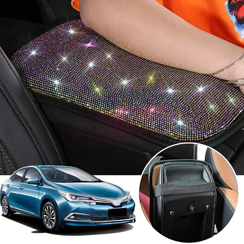 

Car Armrest Bling Cover Cute Charming Auto Center Console Crystal Rhinestone Car Arm Rest Cushion