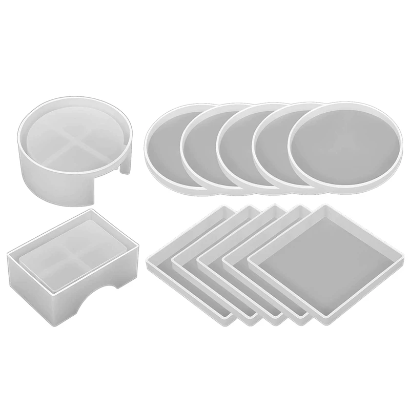 

Набор форм для подставки из смолы, силиконовая подставка, коробка для хранения, форма в прямоугольной круглой формы для эпоксидного литья, д...