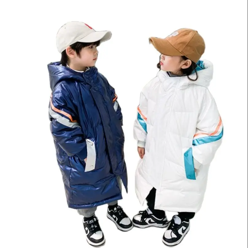 Winter Baby Girls Boys Windbreaker 1-9Y Little Kids X-Long Hooded Children No-wash Clothes Autumn White Duck Down Warm Jacket