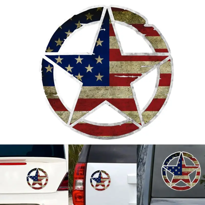 

13CM*13CM Universal Reflective Star Military Die Cut Decal PET Car Sticker J60F