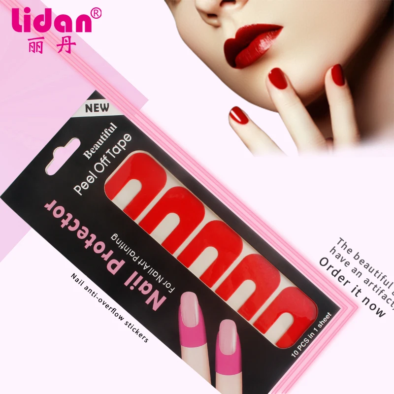 

10pcs/sheet 18.5*8cm U-shape Nail Art Polish Paint Anti-Overflow Protector Sticker 4 Colors Cuticle Manicure Tool For Nail Art