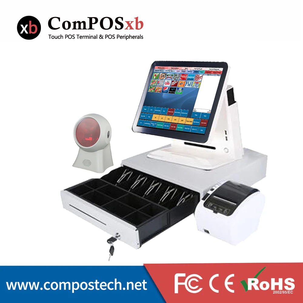 Весь набор POS все в одной системе кассовый аппарат машина с принтером для