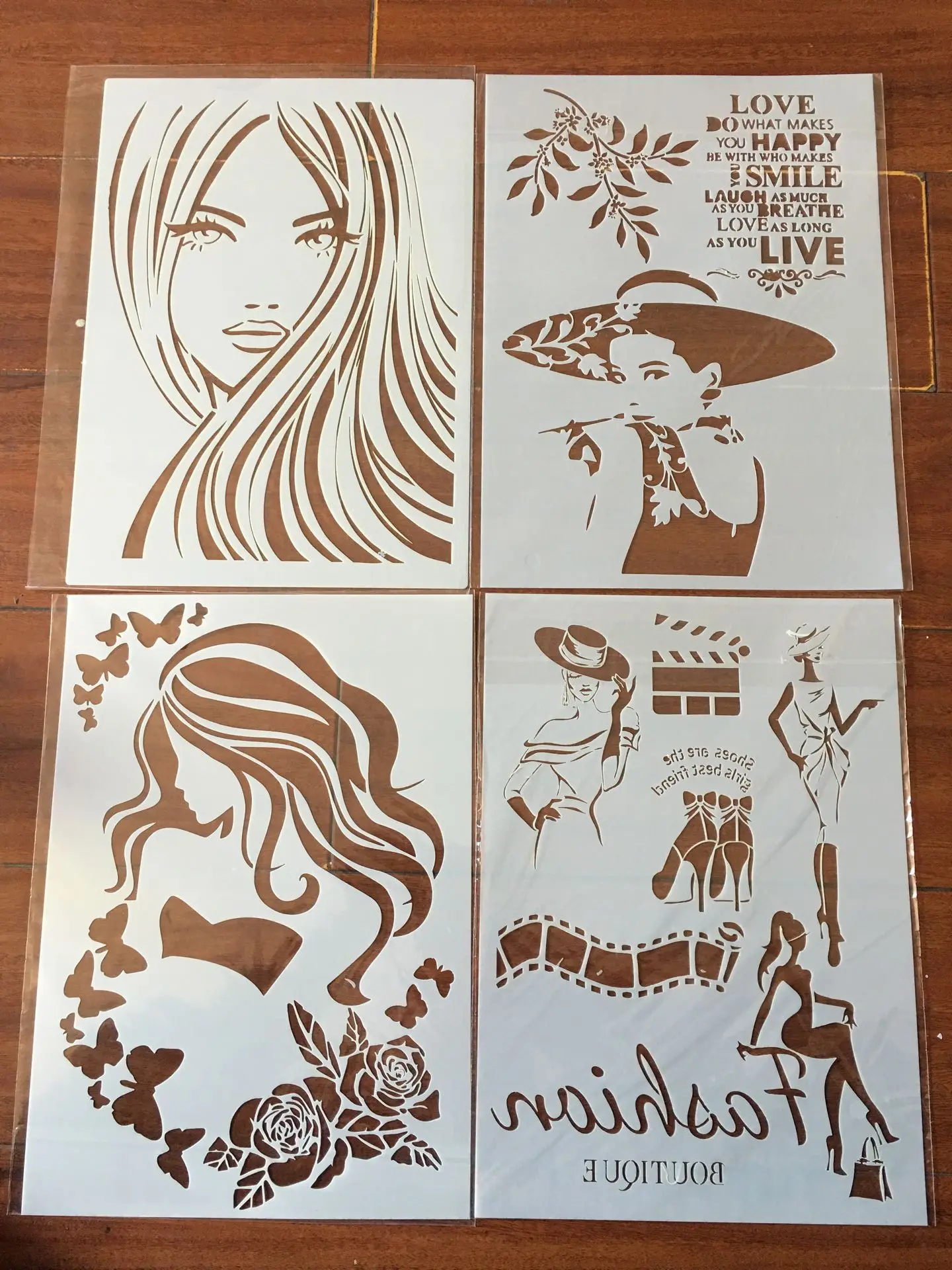 4 шт./компл. А4 красивые цветы трафареты Раскрашивание тиснение скрапбукинг