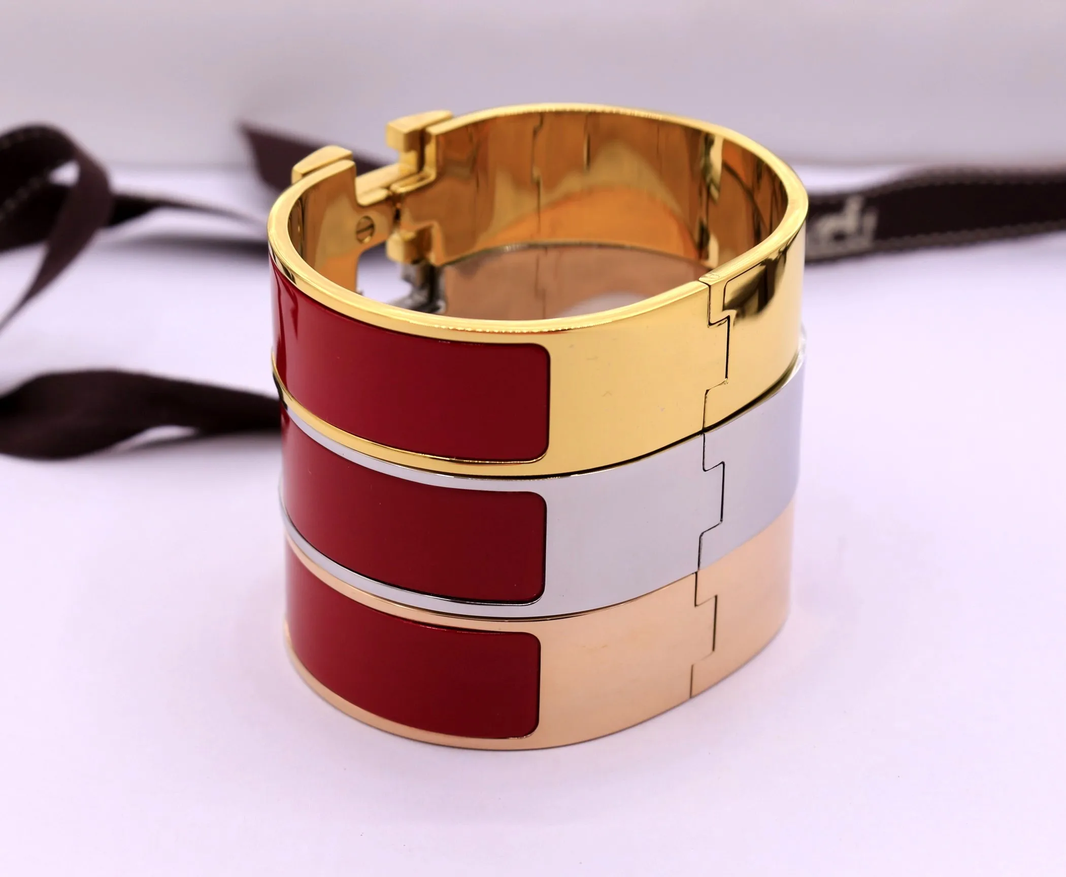 gold with red 12 мм, 18 мм, 33 мм, горячая Распродажа, классические браслеты с цифрами и буквами H, мужские и женские браслеты с покрытием H - Окраска металла: gold with red