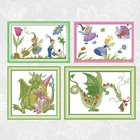 Рисунки из серии динозавров и эльвей, наборы для вышивки крестиком из текстиля сделай сам, рукоделие, украшение для дома