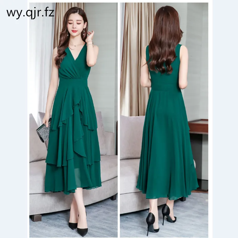 Платье подружки невесты длинное шифоновое платье зеленого черного и красного