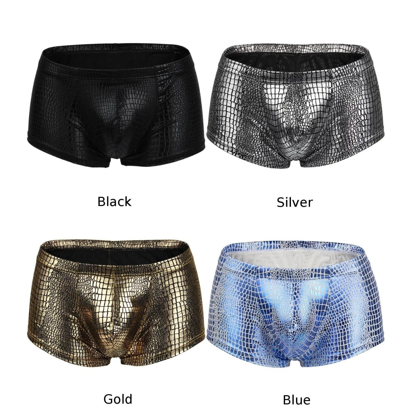 

Men's boxers Sexy Metal Color Snake Print Low Waist underwear male Bulge Pouch Elastic Boxer underpants Intimates