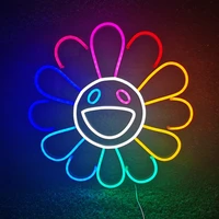 2021 new multicolored led neon sign light smiled sun flower home decoration girls wall lights