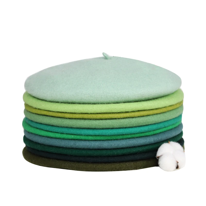 

Женский шерстяной берет зеленого цвета, сезон зима-весна, Повседневный шерстяной берет для женщин, 2020