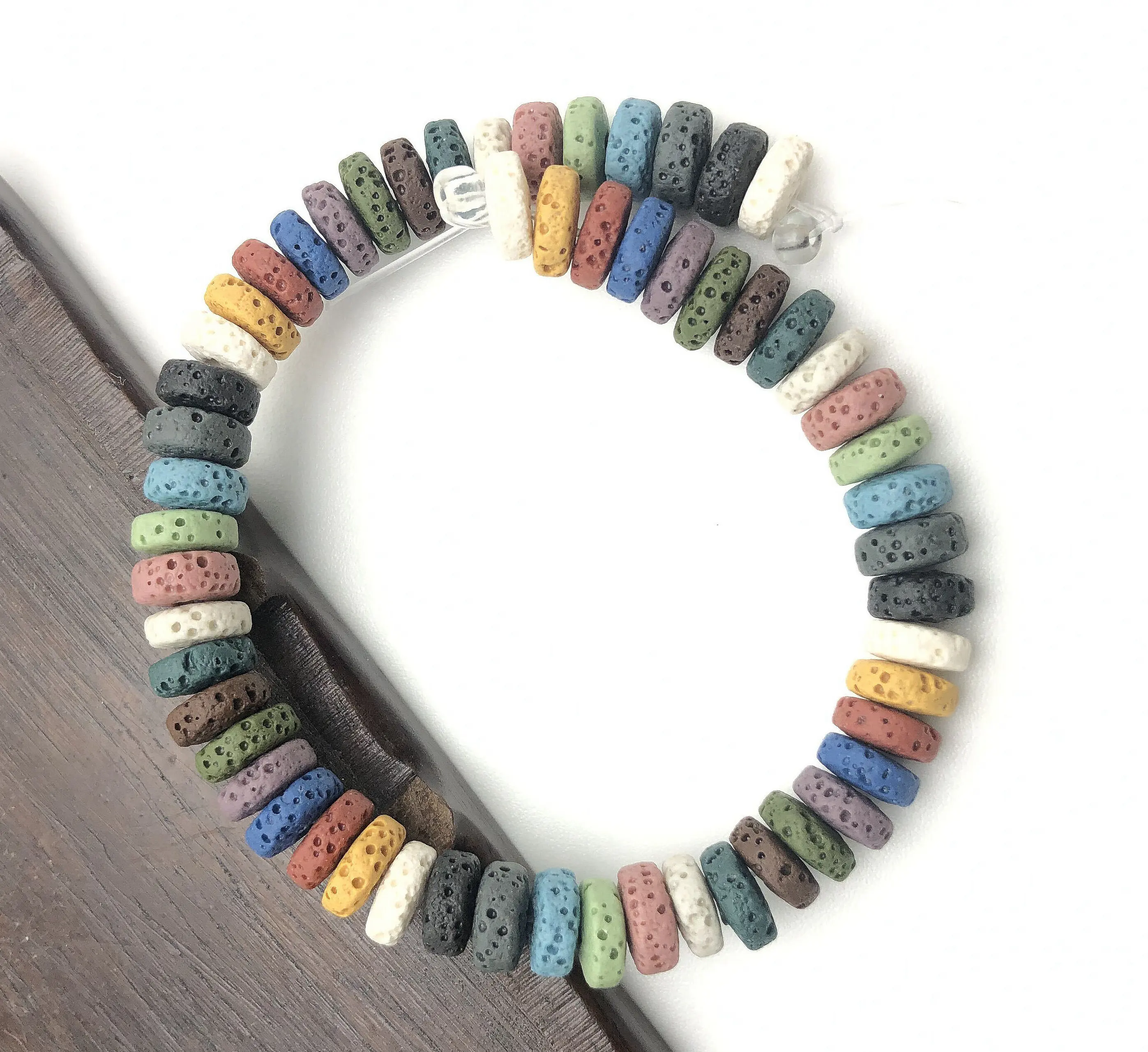 

8/10x5 mm Natural Colorful Lava Volcanic Stone Loose Beads Used For Jewelry Making DIY Men And Women fashion Bracelet Necklace