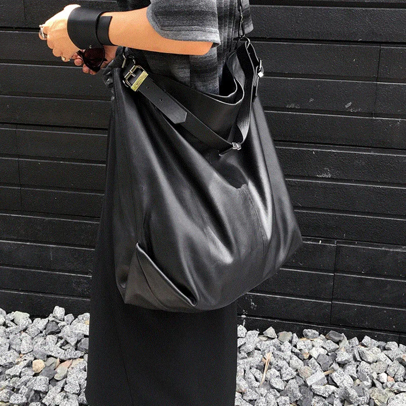 

Soft leather large-capacity solid color large women bag ladies casual shoulder bag dark gothic handbag BW01-SB-rpdlha