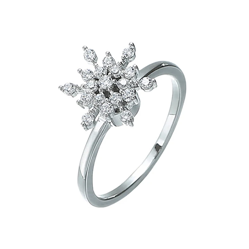 Роскошные свадебные кольца в виде снежинки с кристаллами вращающиеся модные