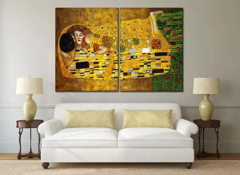 

Abstract Canvas Wall Art Sleeping Woman Kiss Indoor Decor