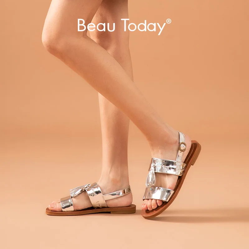 Женские сандалии с бахромой BeauToday Летние повседневные гладиаторы из натуральной