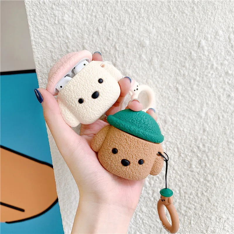

For Airpods 3 2021,Cute Cartoon Teddy Dog Silicone Case For Airpods Pro/Airpods 1/2/Airpods 3 Generation Case