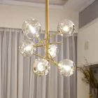 Дизайнерская люстра в виде пузырьков, лампа из золотого стекла для столовой, кухни, ресторана, люстра в виде шара подвесной светильник