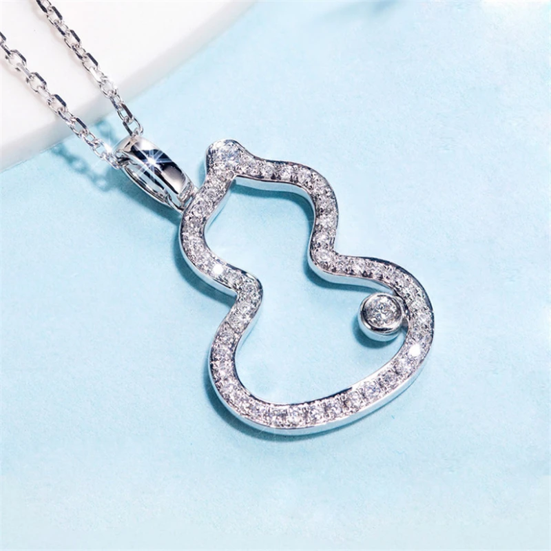 

Hot Free Shipping Korean Fashion Geometric Gourd Pendant Necklaces For Women Female Pave Stones Rose Golden&Sliver Choker Boho