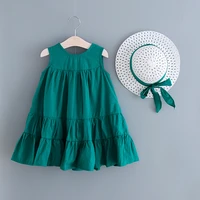 2021 new fashion baby girl dress princess dress cute suit party cotton floral children seaside western hat sleeveless sweet 3 8y