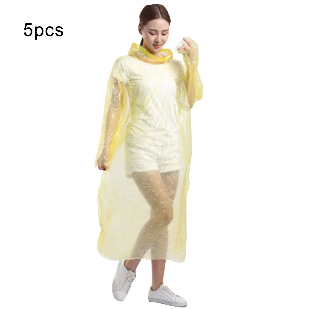5 шт. унисекс одноразовые Водонепроницаемый пальто с капюшоном на открытом