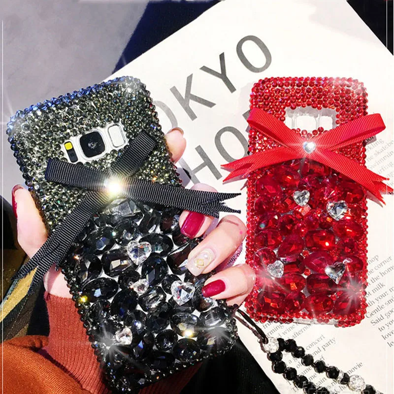 Роскошный женский чехол ручной работы с бантом и блестящими стразами для Samsung a50